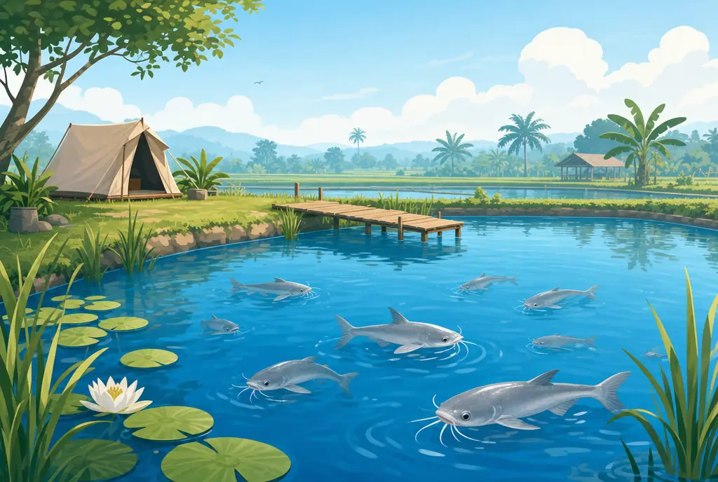 Ilustrasi kolam ikan patin Kemah Daud