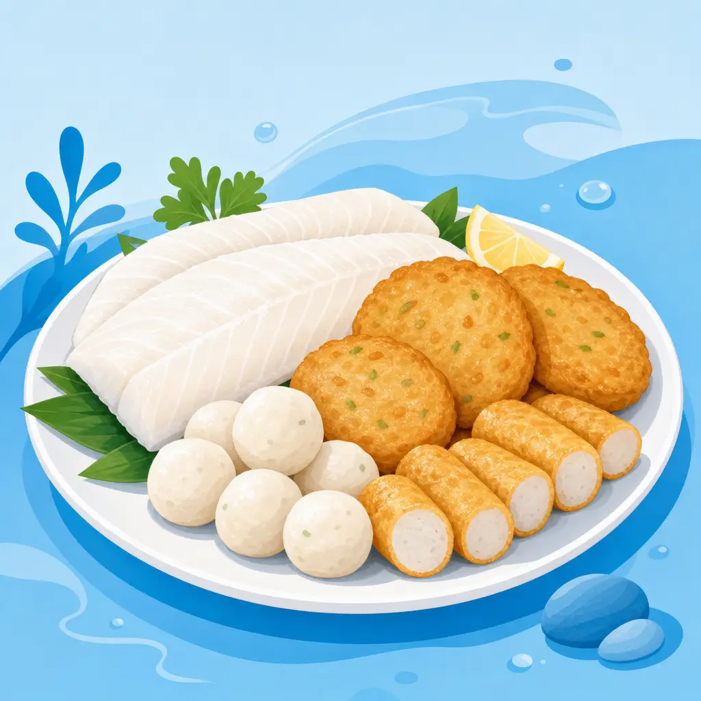 Ilustrasi aneka olahan ikan siap masak